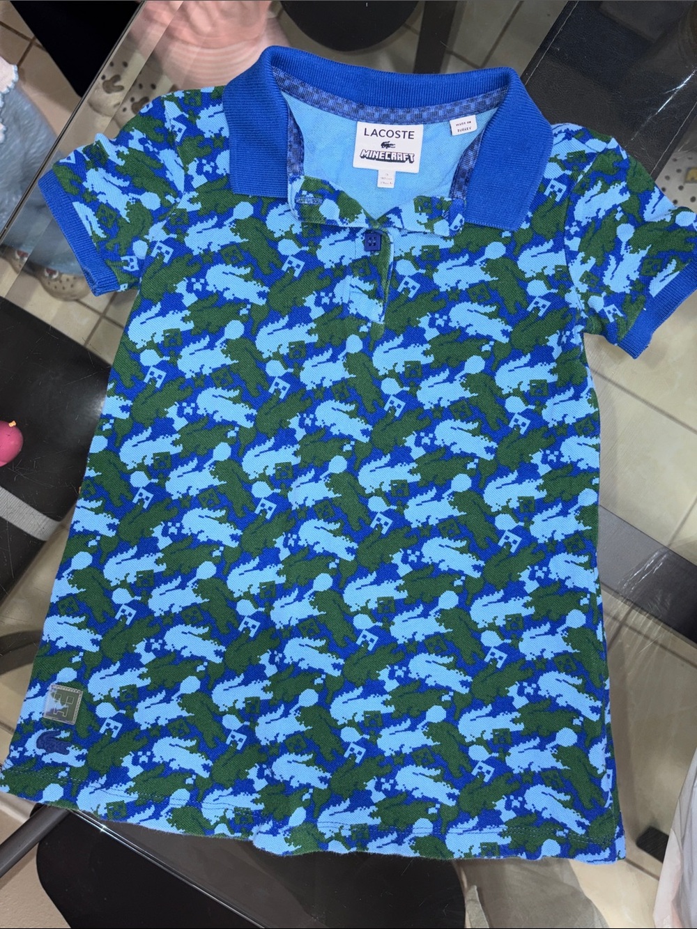 Lacoste Kids Blue & Green Minecraft polo dress